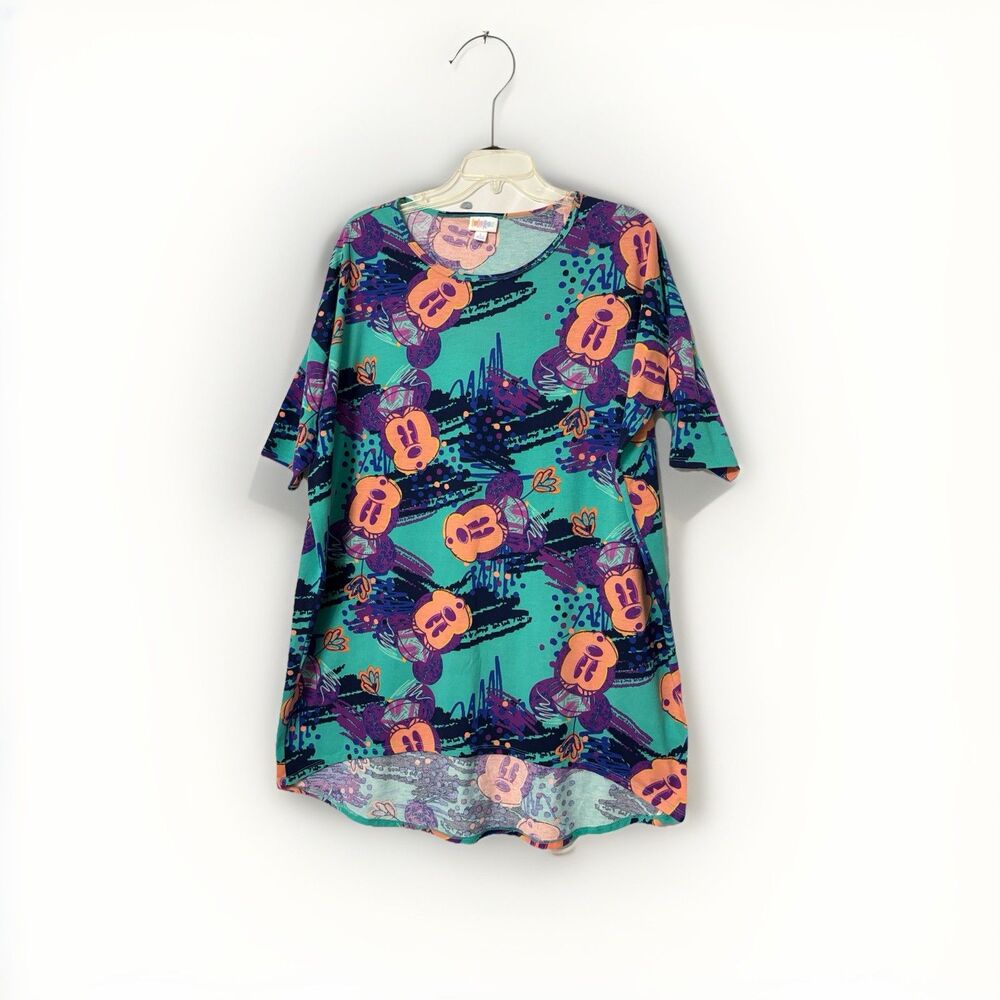 LuLaRoe Irma Tunic L Large Mickey Minnie Mouse Disney Core Character Print Shirt